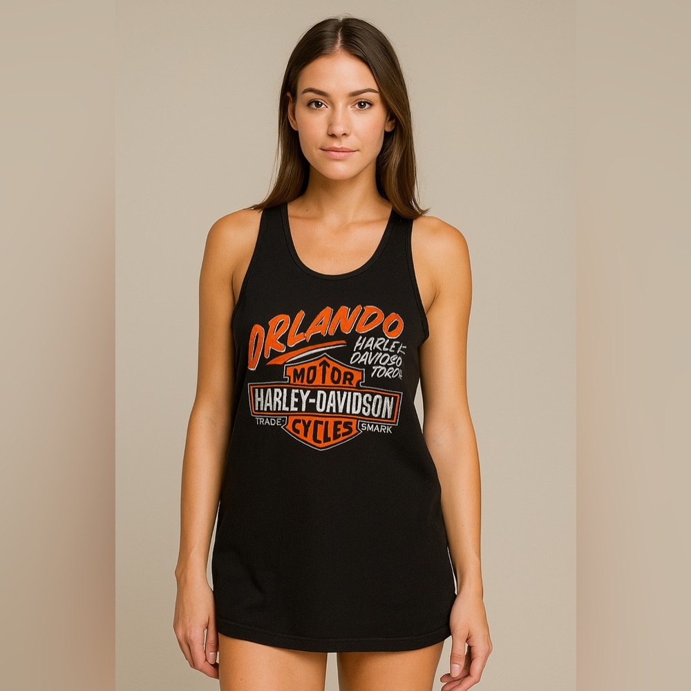 Harley-Davidson Women's Black Tank Top ribbed orlando florida motorcycles xxl